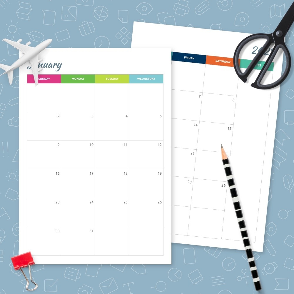 2 Month Per Page Printable Calendar