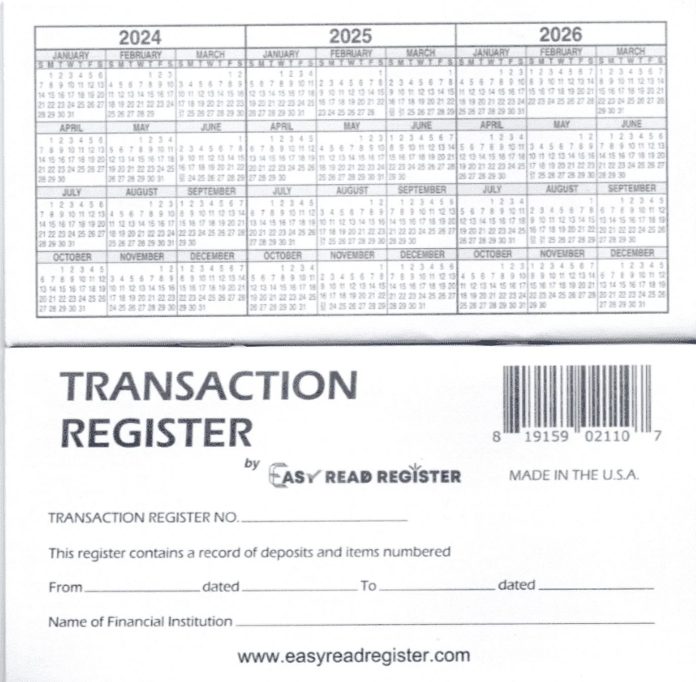 2025 Mini Printable Calendar Checkbook Size