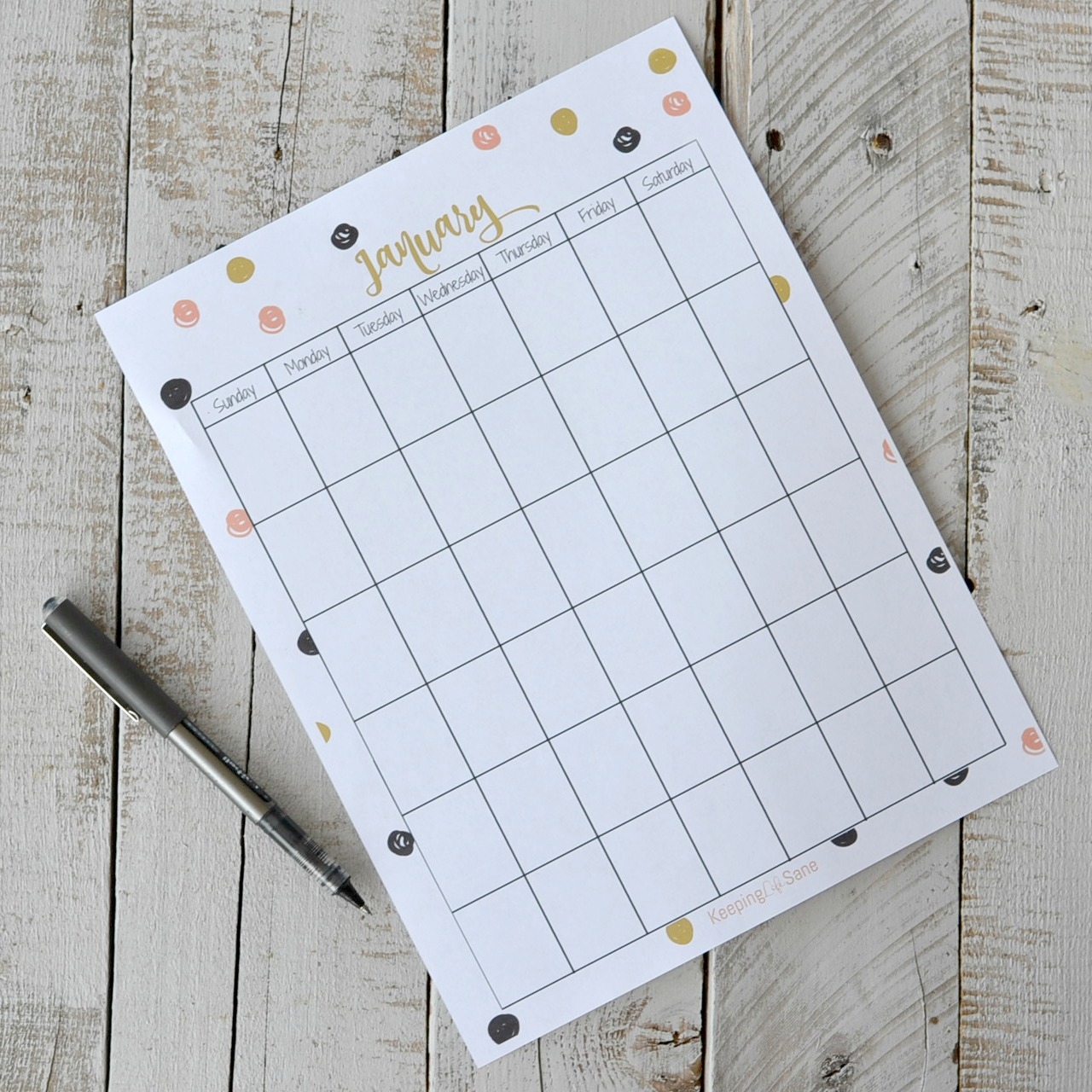 Vertical Calendar FREE To Print Keeping Life Sane