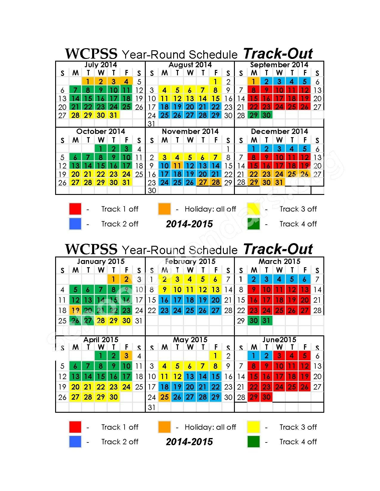Year Long School Calendar Printable