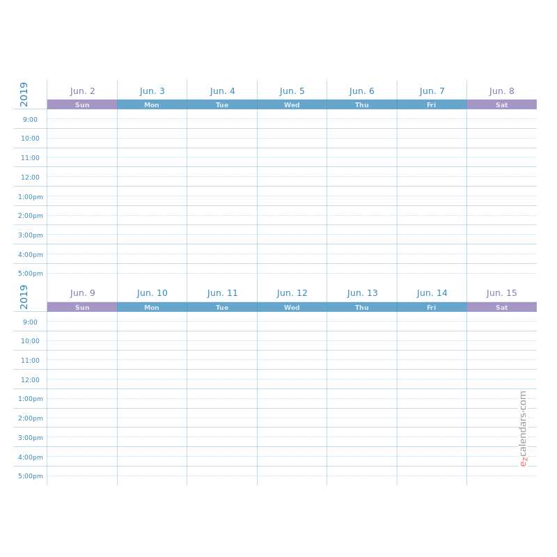 Free Printable Editable 2 Week Calendar Template