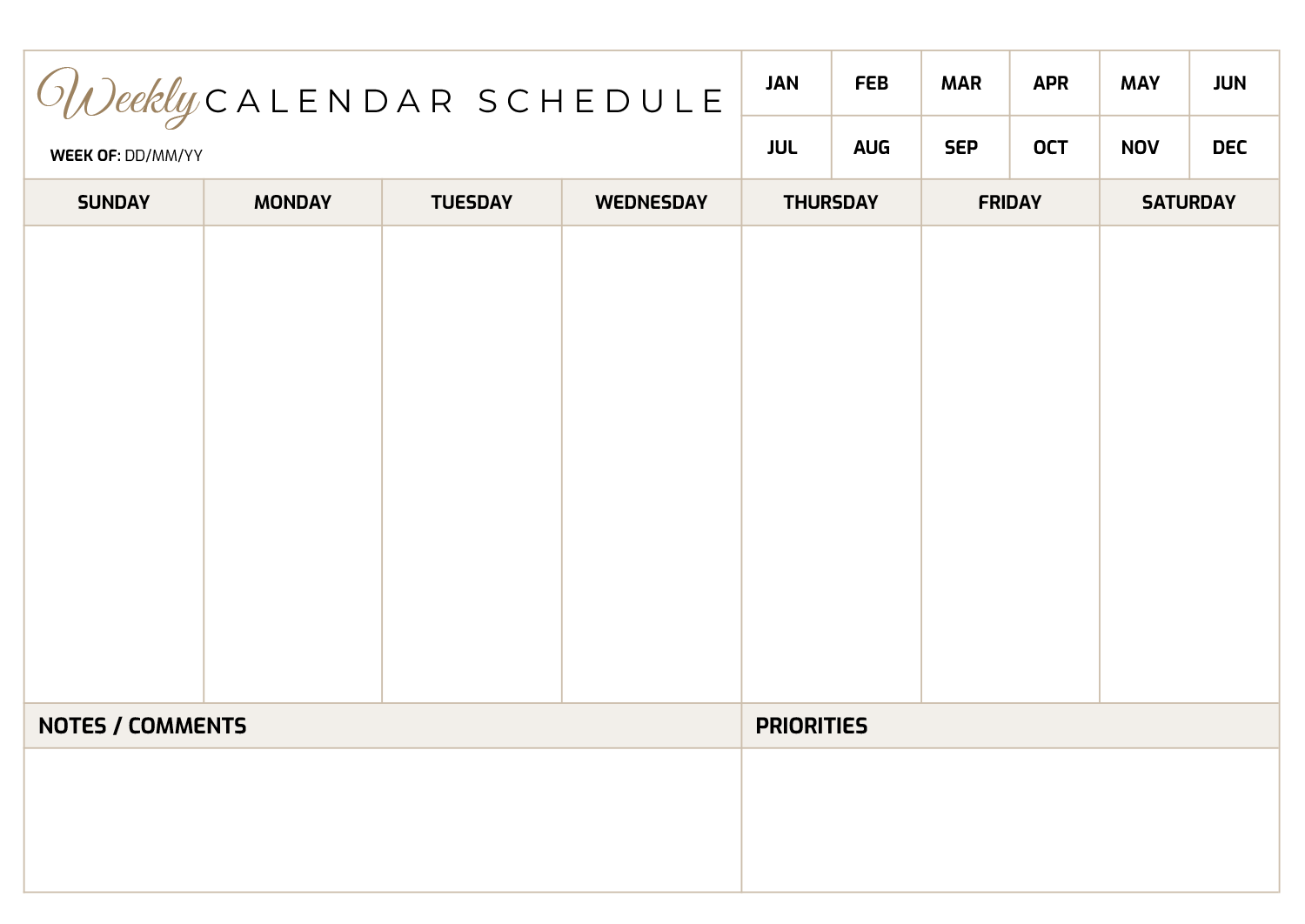 Weekly Calendar Schedule Template Google Docs Word Highfile