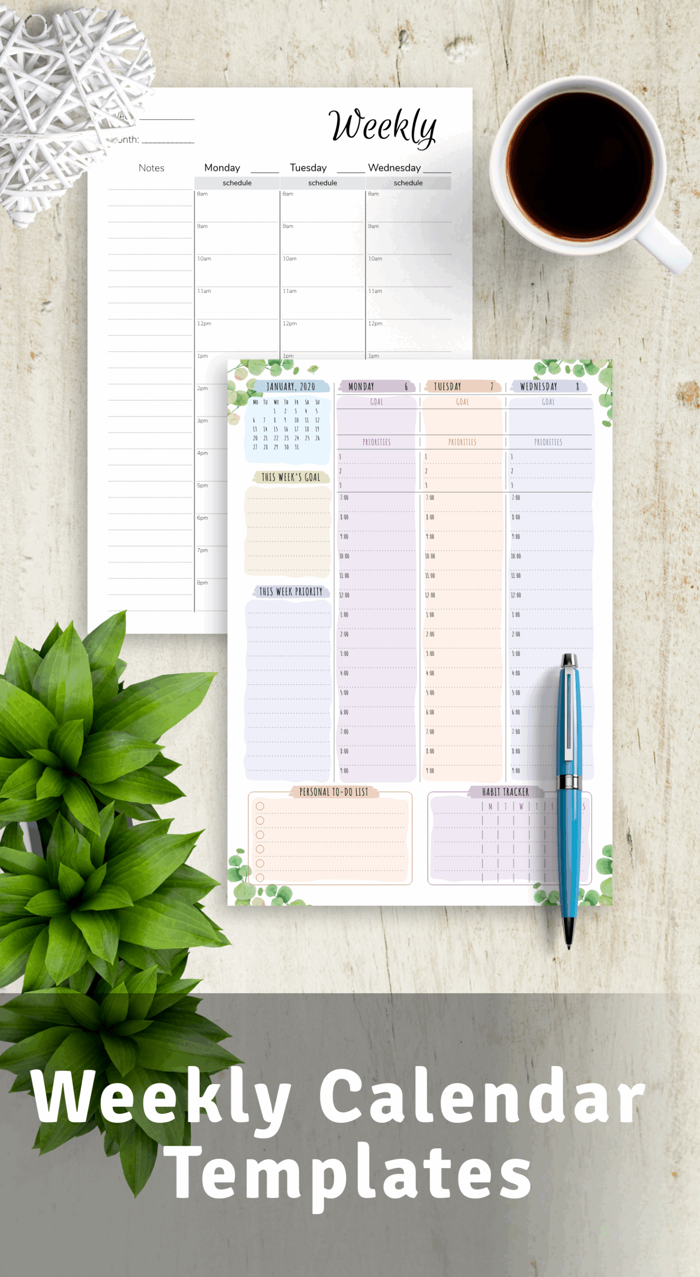 Weekly Calendar Templates Download Printable PDF