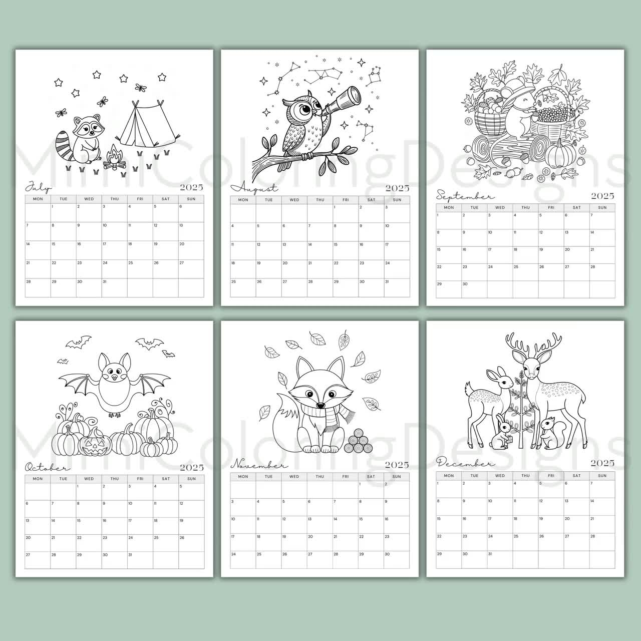 Woodland Animals Coloring Calendar 2025 Printable 2025 Monthly Planner Kids Calendar Woodland Lover Gift Wall Calendar Printable PDF Etsy Woodland Animals Coloring Calendar 2025 Printable 2025 Monthly Planner Kids Calendar Woodland Lover Gift Wall Calendar Printable PDF Etsy