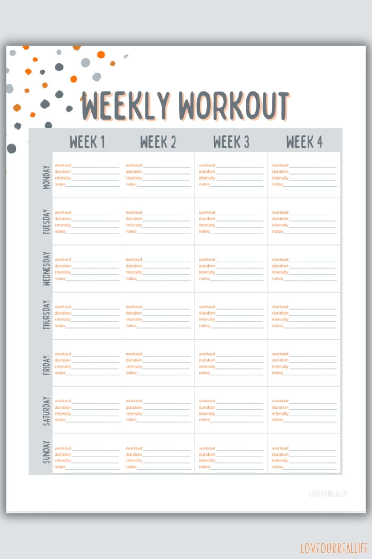 Workout Calendar Template Achieve Your Fitness Goals Love Our Real Life