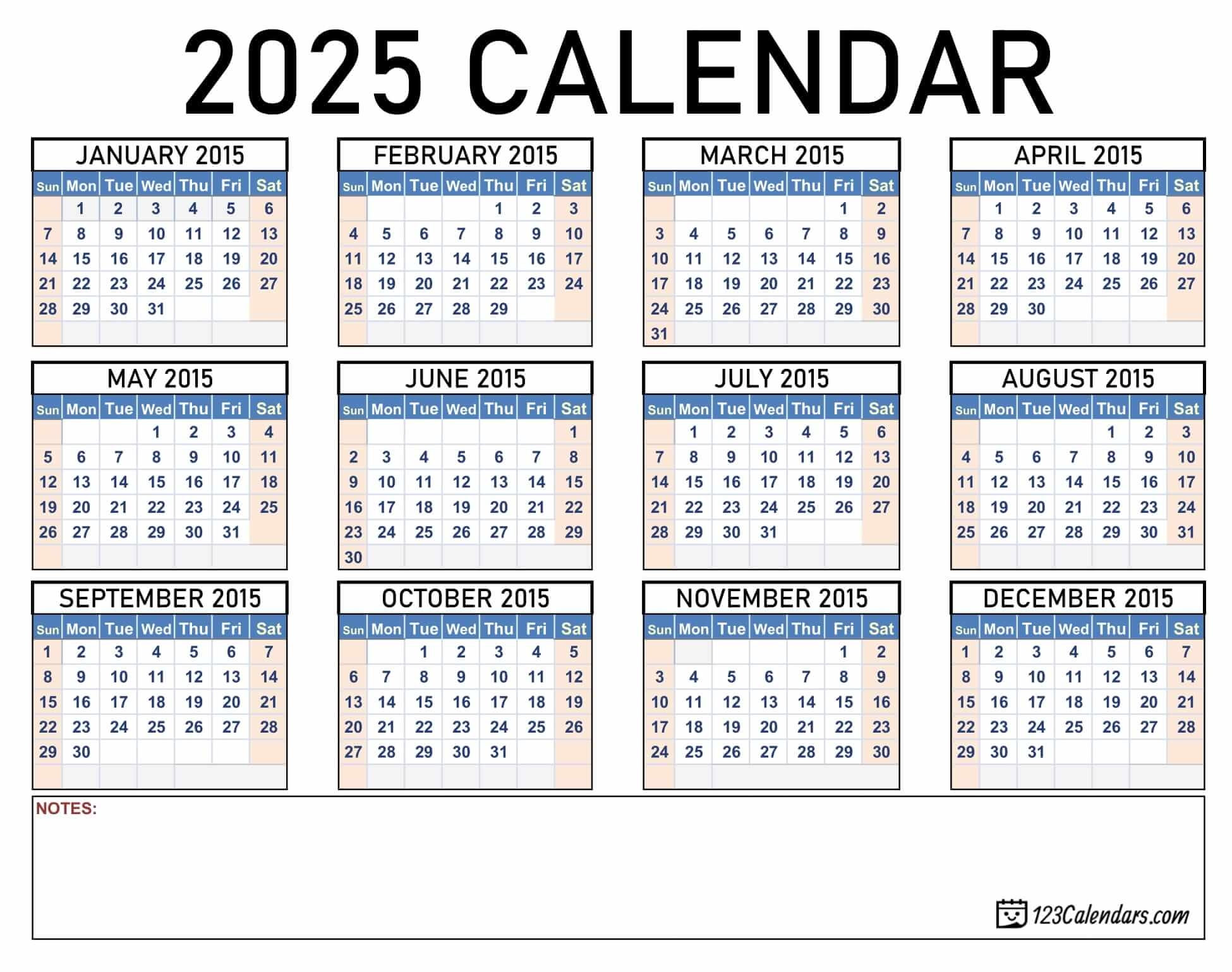 Fillin Printable Calendar 2025