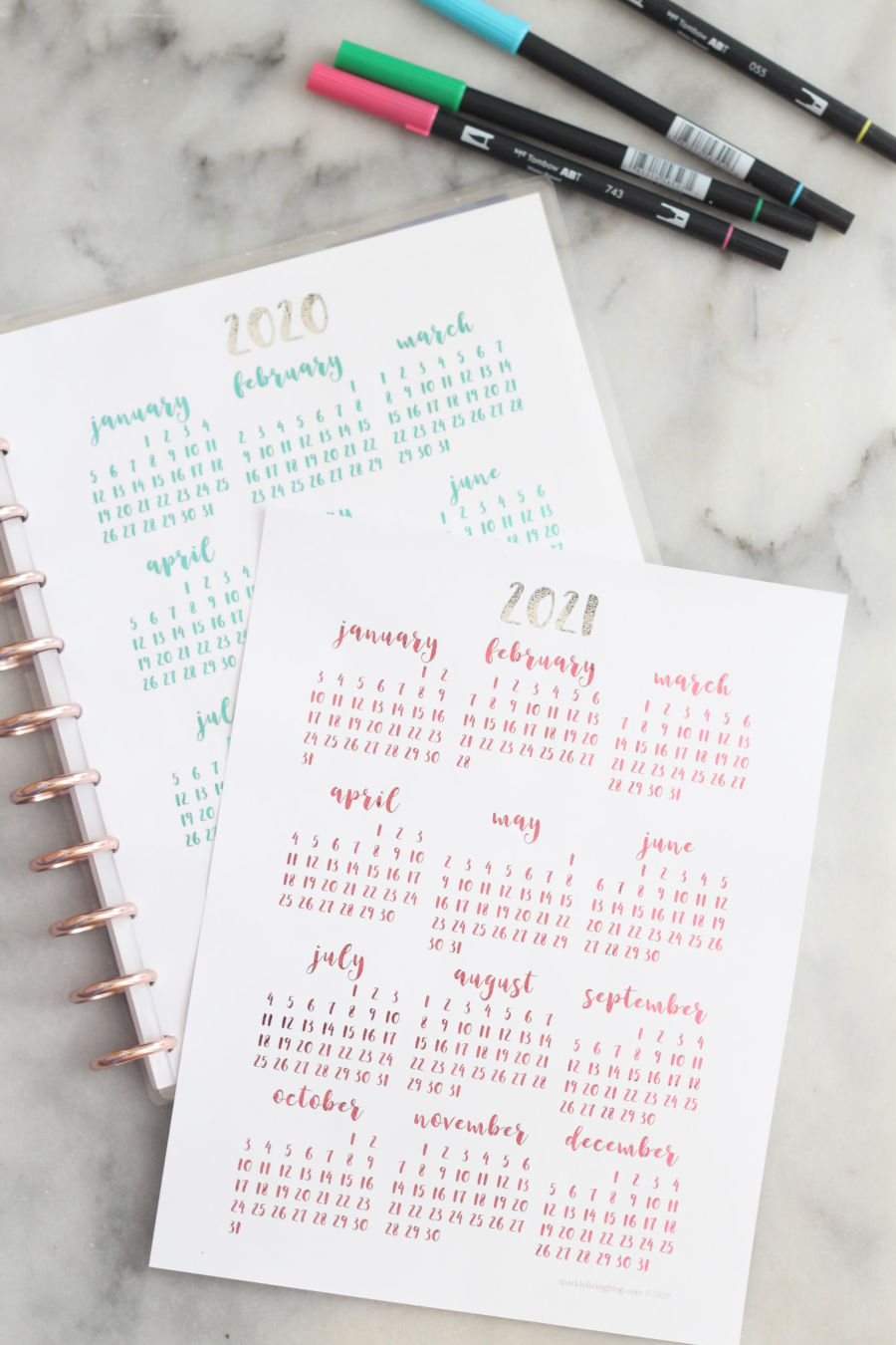 Year At A Glance Free Planner Calendar Printable Sparkle Living Blog