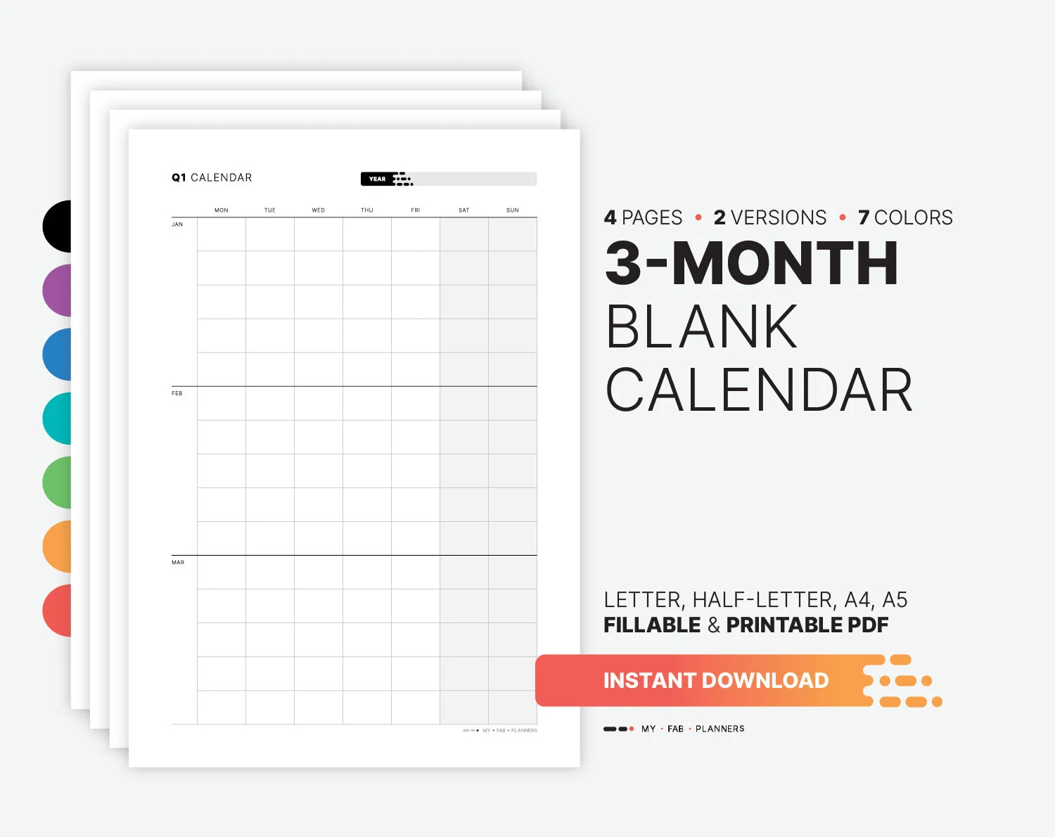 Yearly 3 month Calendar Quarterly Fillable Planner Template Yearly Monthly Wall Calendar Printable Letter Half letter A4 A5 PDF Etsy Yearly 3 month Calendar Quarterly Fillable Planner Template Yearly Monthly Wall Calendar Printable Letter Half letter A4 A5 PDF Etsy