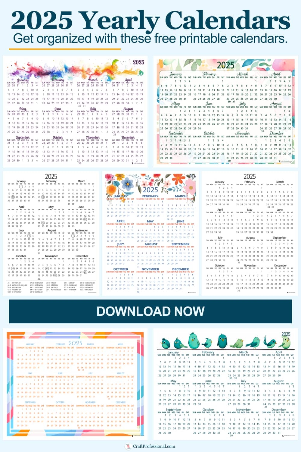 Yearly 2025 Calendar With Holidays Printable