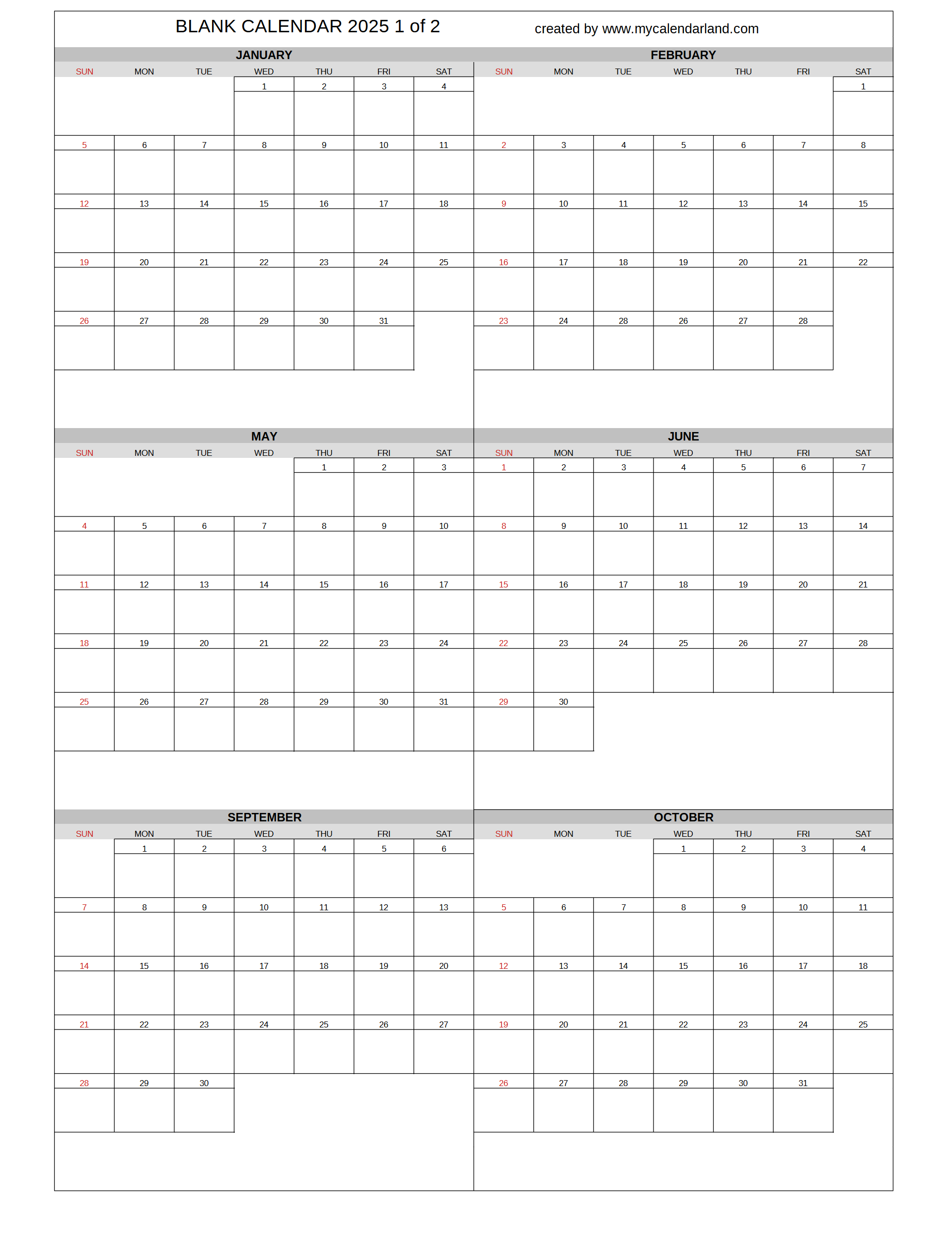 Calendars Printable 2025